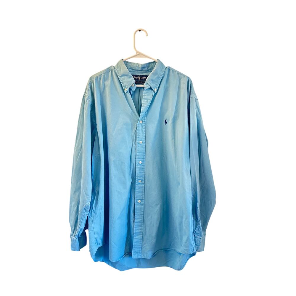 Ralph Lauren Men’s XL Blake Blue Button Down Shirt 100% Cotton Long Sleeve